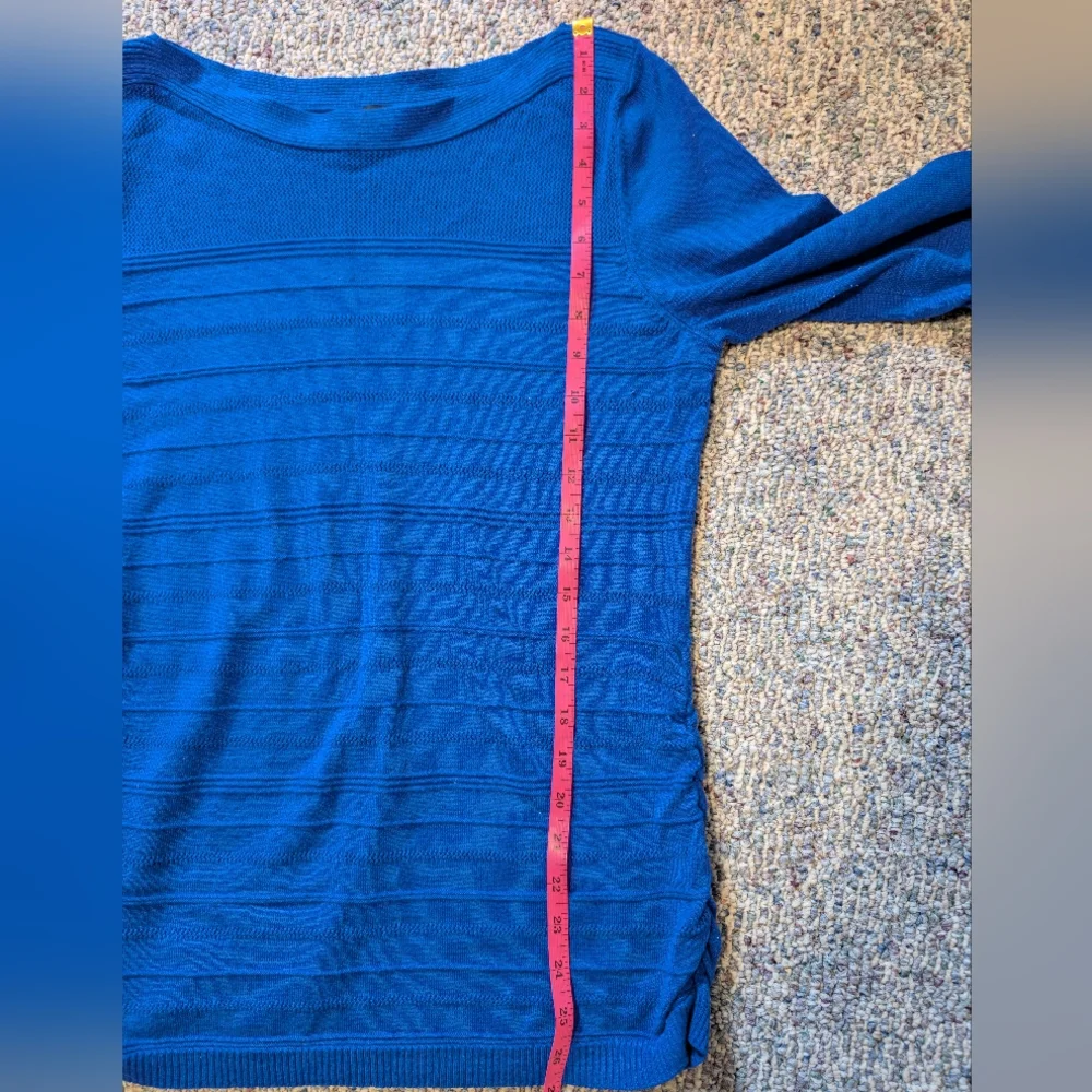 Sweater Blue Ribbed Crew Neck - Picture 9 of 12
